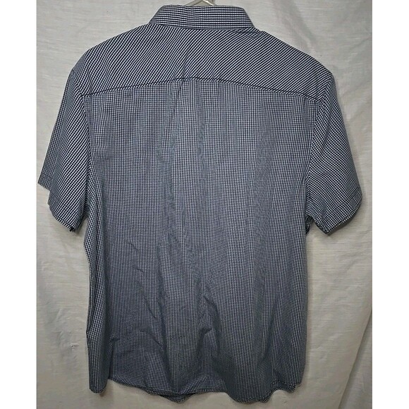 Penguin Munsingwear Short Sleeve Button Shirt Checkered, Blue, Sz Youth XL - Picture 5 of 9